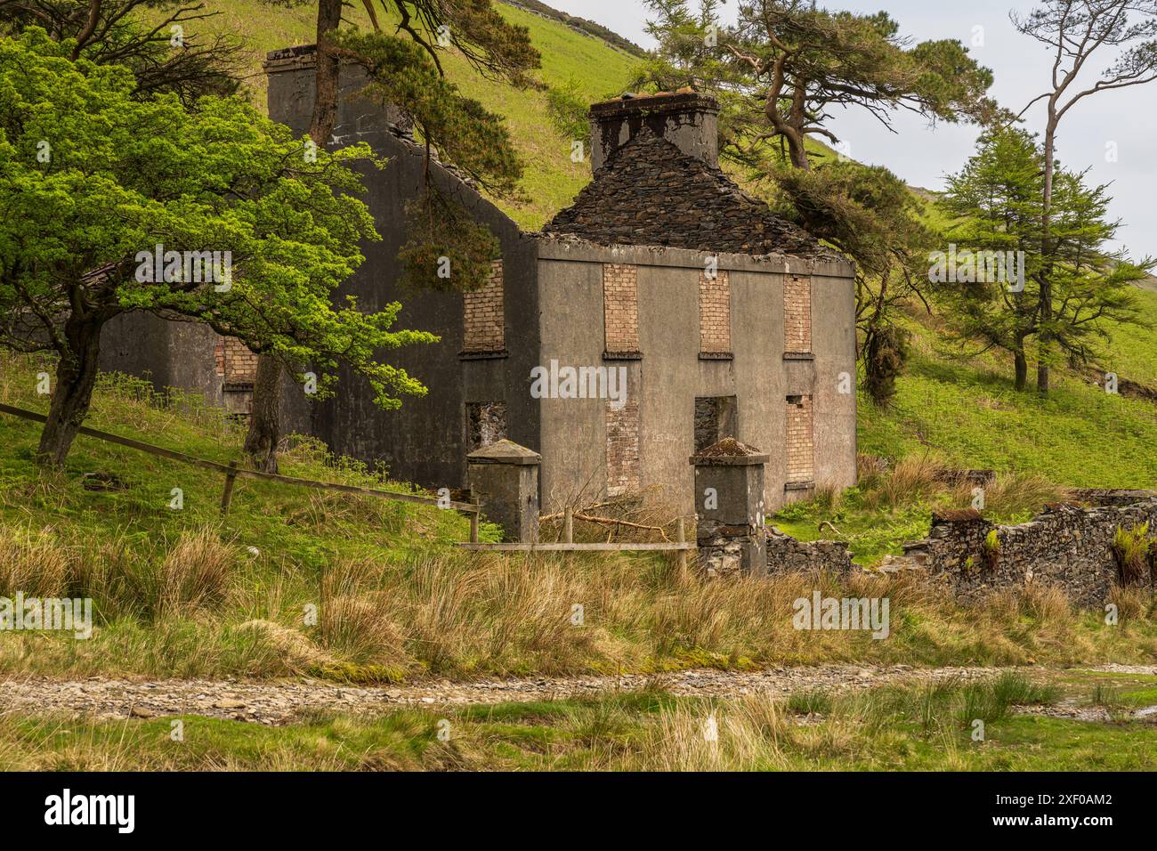 Ein verlassenes Haus in der Nähe der Great Snaefell Mine bei Agneash, Garff, Isle of man Stockfoto