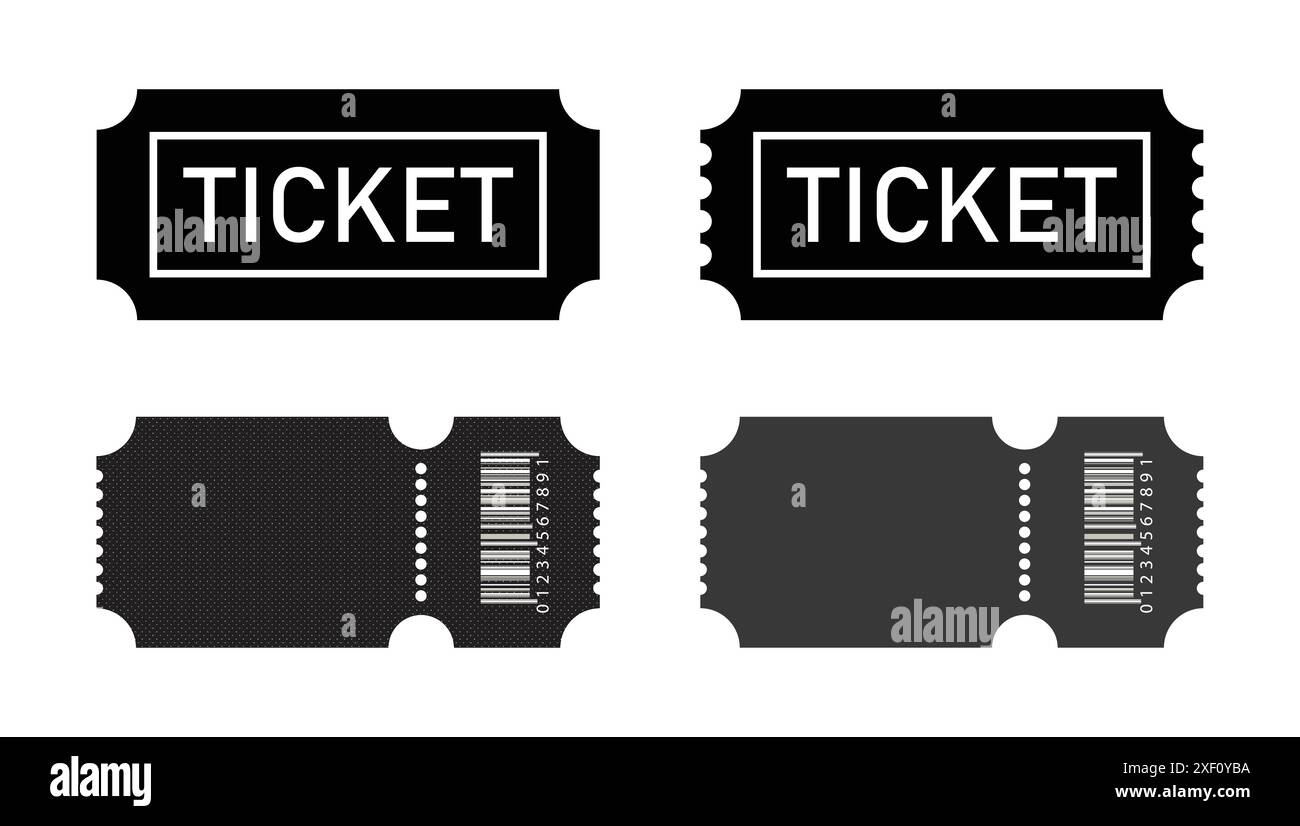 Symbolgruppe für Ticketvektor. Realistisches Kartenset. Vektorsymbol für Kinokarten. Konzert-Pass-Schild. Symbol für VIP-Coupon oder -Gutschein. Stock Vektor
