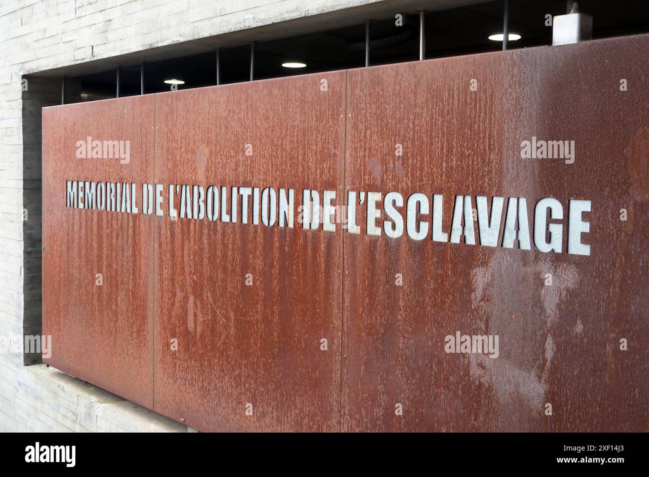 Gedenkstätte für die Abschaffung der Sklaverei im Quai de la Fosse in Nantes, Frankreich Stockfoto