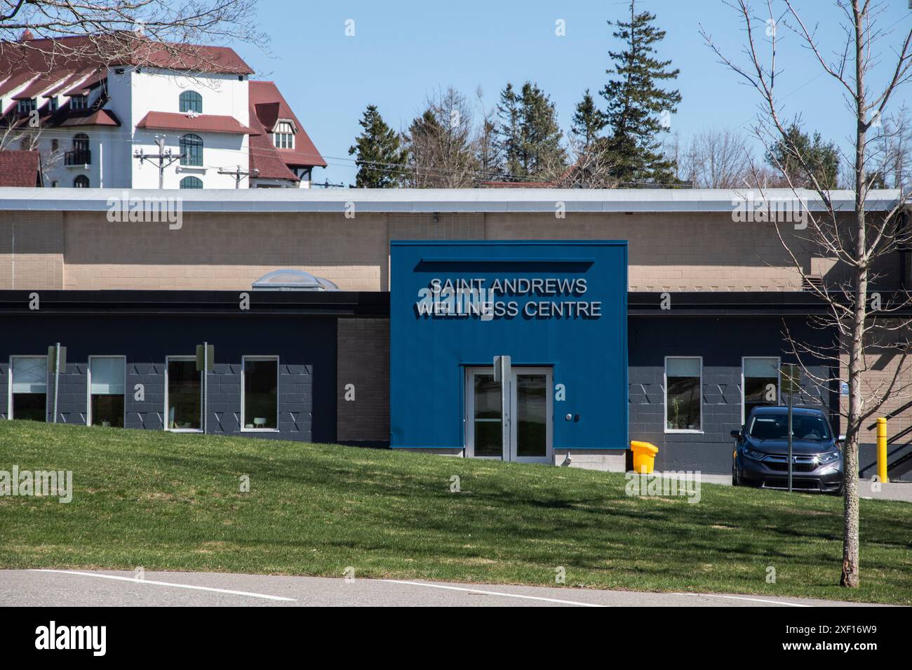 Schild für St. Andrews Wellnesscenter an der Reed Street in New Brunswick, Kanada Stockfoto