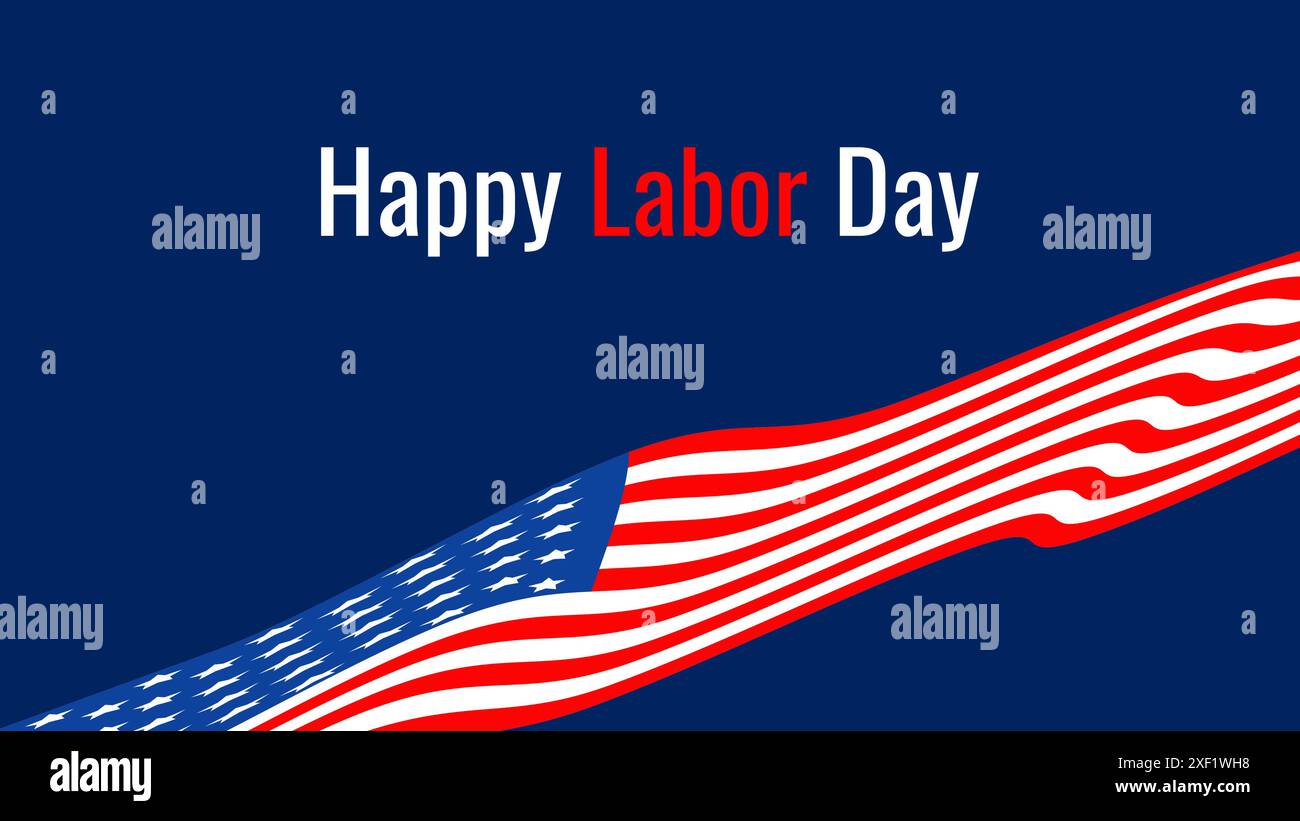 Labor Day USA. Erster Montag im September. Farben Nationalflagge. Konzepturlaub. Plakatbanner entwerfen. Vorlage für Postkarteneinladungen. Vektor. .. Stock Vektor