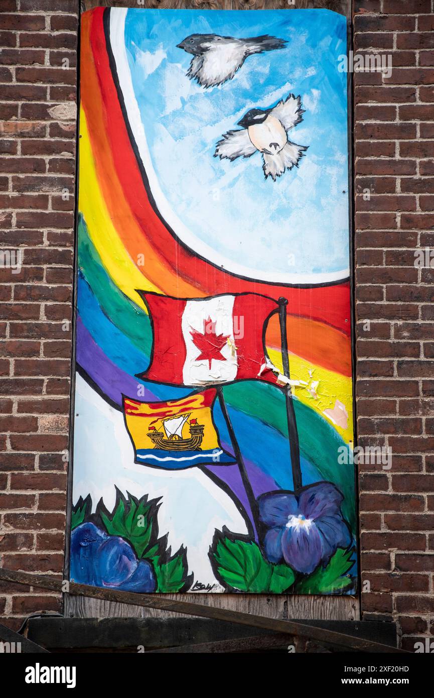 New Brunswick Canada Wandgemälde im Stadtzentrum von Saint John, New Brunswick, Kanada Stockfoto