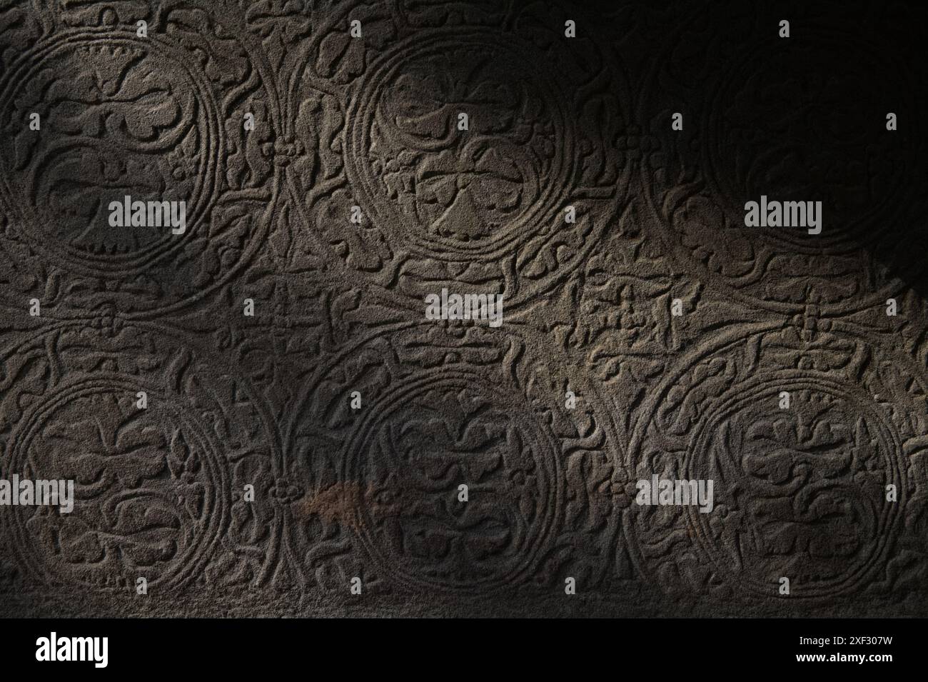 Alte Hieroglyphe in Ta Prohm antikes Kloster in Siem Reap, Kambodscha. Stockfoto Alte Hieroglyphe in Ta Prohm antikes Kloster in Siem Reap, Kambodscha. Stockfoto