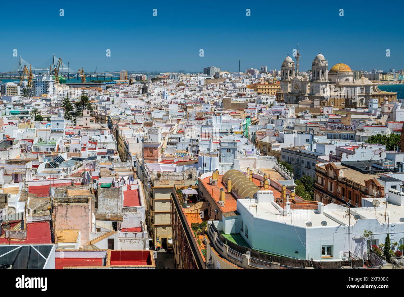 Skyline der Altstadt mit Kathedrale, Cáádz, Andalusien, Spanien Stockfoto