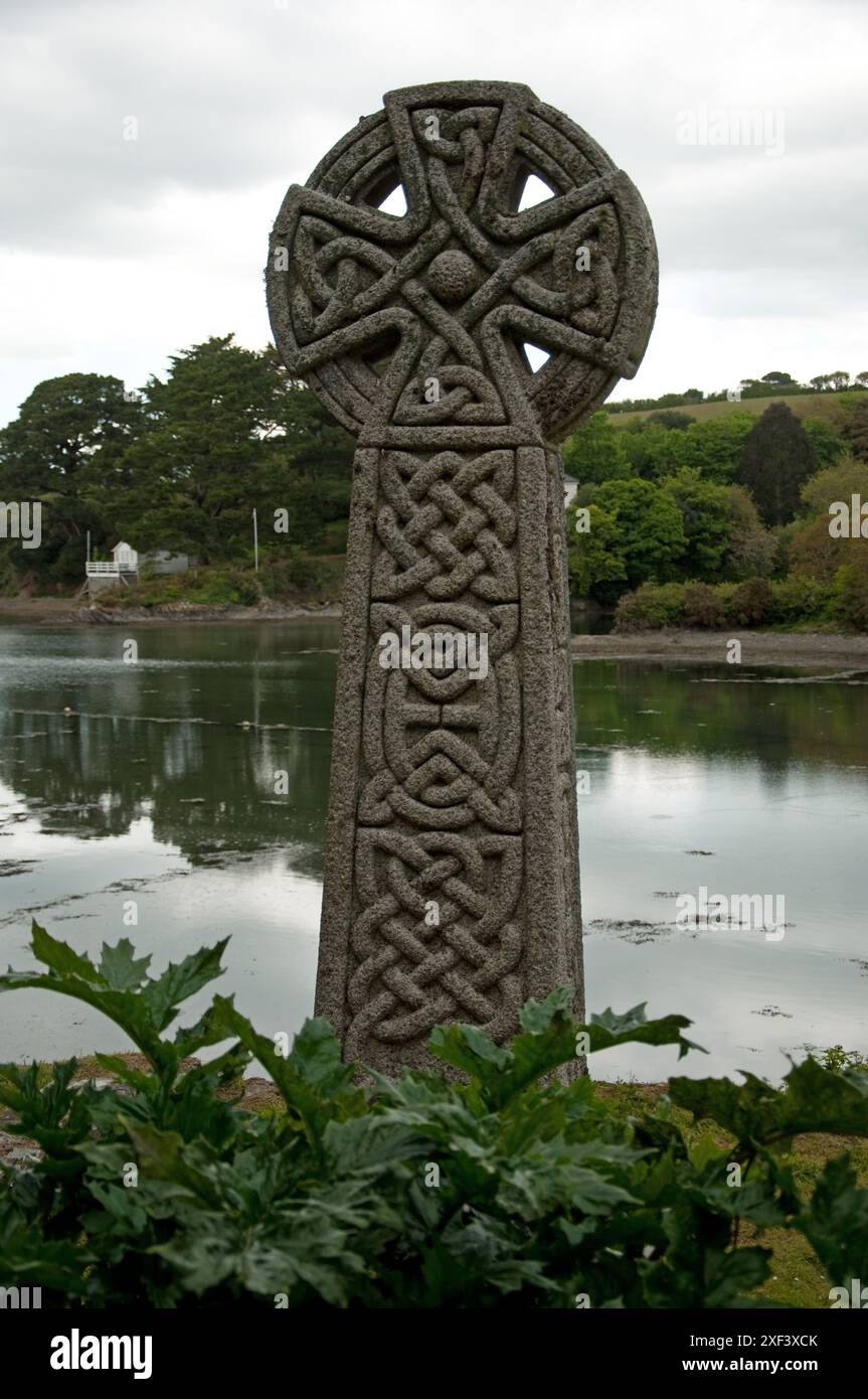 Celtic Cross, St. Just in Roseland, Cornwall, Großbritannien Stockfoto