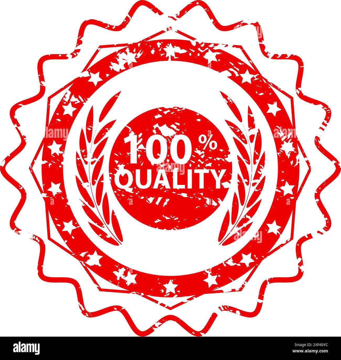 100 Gummistempel mit garantierter Qualität. Grunge-Zertifikat, Tinte für Zufriedenheitsbanner, Etikett-Emblem zertifiziert, Garantieprämie Stock Vektor