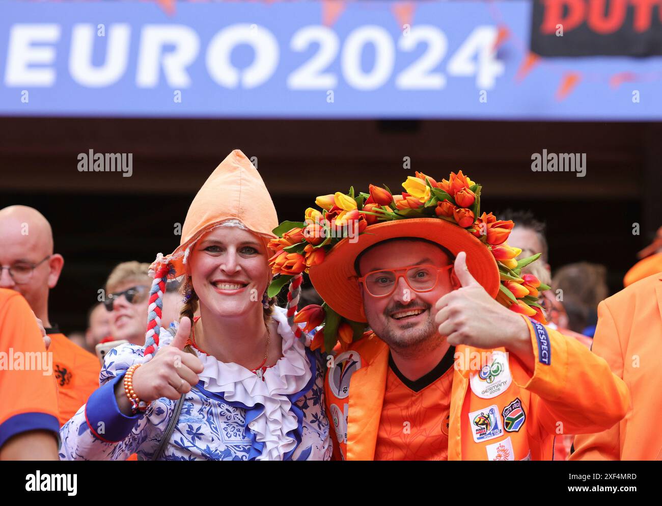 Hamburg, Deutschland. Juni 2024. firo : 16.06.2024, Fußball: UEFA EURO 2024, EM, Europameisterschaft 2024, Gruppenphase, M07, Match 07, Polen Polen - Niederlande Niederlande Niederlande Niederlande 1:2 Fans der Niederlande Credit: dpa/Alamy Live News Stockfoto