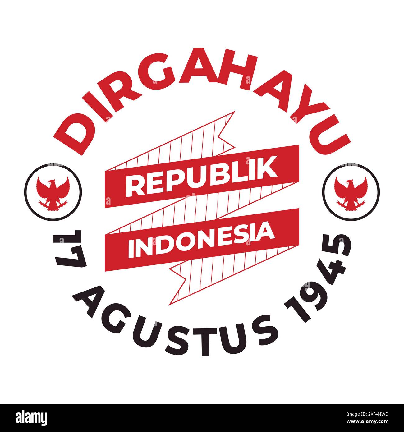 Jahrestag indonesiens Unabhängigkeitstag mit Adler National Vogel Demokratie patriotische Veranstaltung Feier Stock Vektor