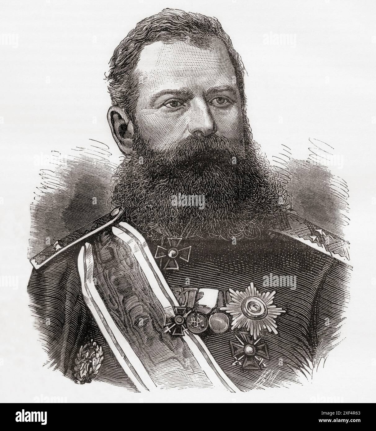 Dmitri Vissarionowitsch Komarov, 1831 - 1881. Russischer Generalleutnant während des Russisch-Türkischen Krieges (1877–1878). Von Russes et Turcs: La Guerre D’Orient, veröffentlicht 1878. Stockfoto
