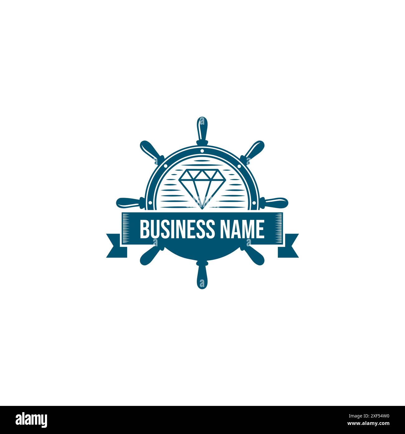 Logo des Lenkrads mit Rautenvektorbild. Boot Lenkrad Schiff Diamant Logo Symbol Marke Identität Vektor Bild Stock Vektor