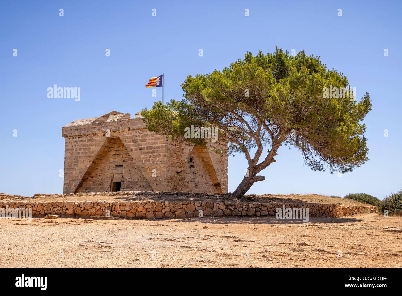 Schloss La Punta de Amer, Mallorca (Mallorca), Balearen Inseln, Spanien, Mittelmeer. Stockfoto