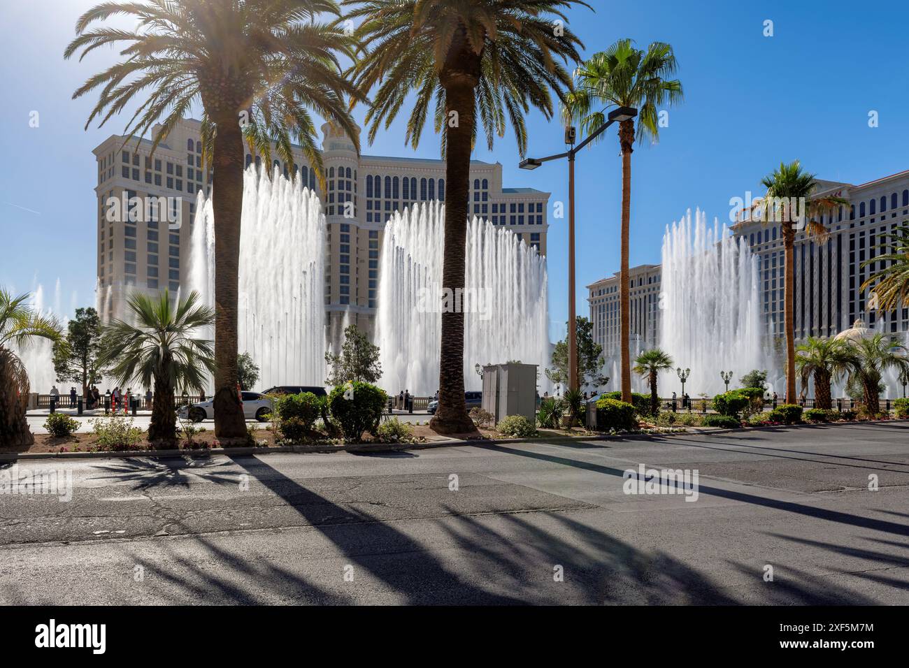 Las Vegas Boulevard bei Sonnenuntergang in Las Vegas, Nevada Stockfoto
