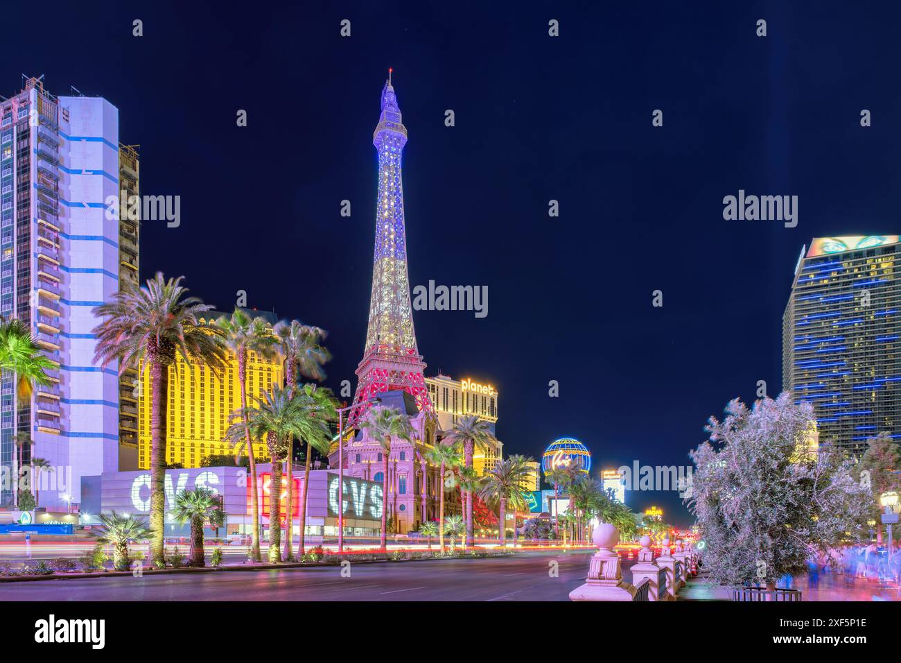 Las Vegas Strip wie bei Nacht in Las Vegas, Nevada Stockfoto