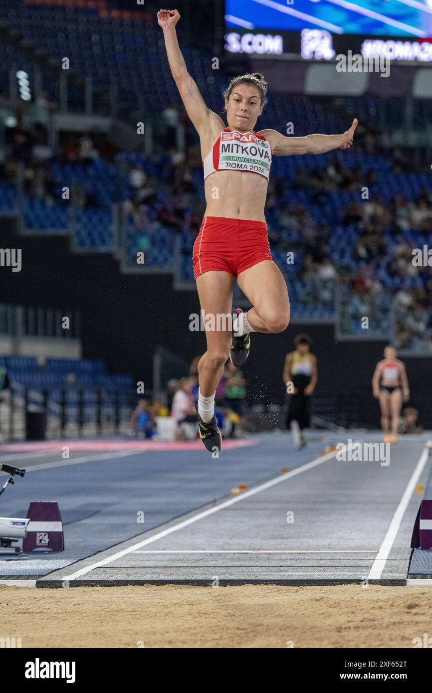 Plamena Mitkova (Bulgarien) während des Langsprungfinales der Frauen bei den Leichtathletik-Europameisterschaften Roma 2024, Rom, Italien Stockfoto