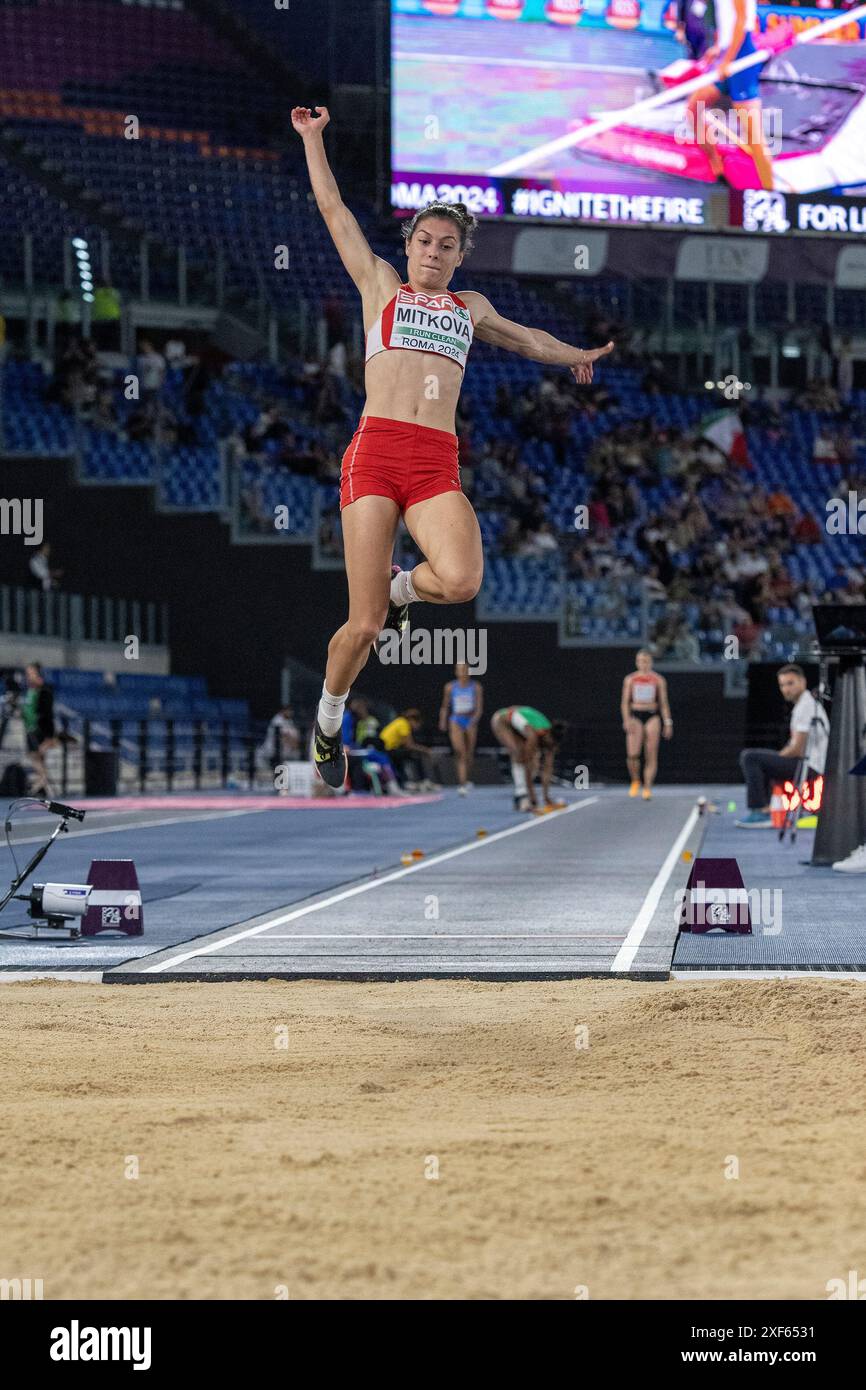 Plamena Mitkova (Bulgarien) während des Langsprungfinales der Frauen bei den Leichtathletik-Europameisterschaften Roma 2024, Rom, Italien Stockfoto