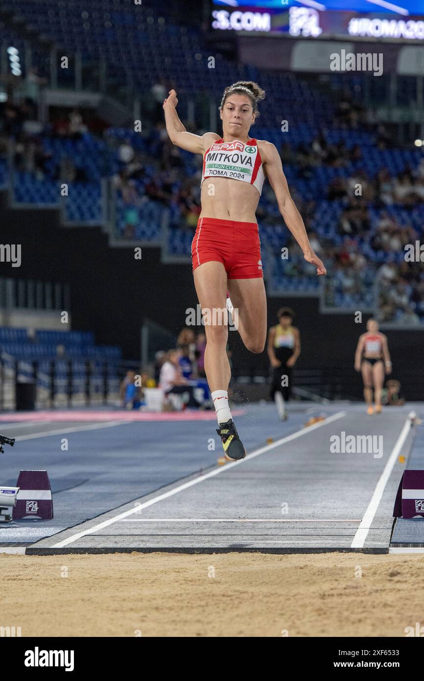 Plamena Mitkova (Bulgarien) während des Langsprungfinales der Frauen bei den Leichtathletik-Europameisterschaften Roma 2024, Rom, Italien Stockfoto