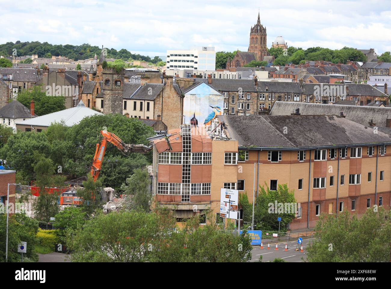 Abriss eines Gebäudes in Paisley, Schottland Stockfoto