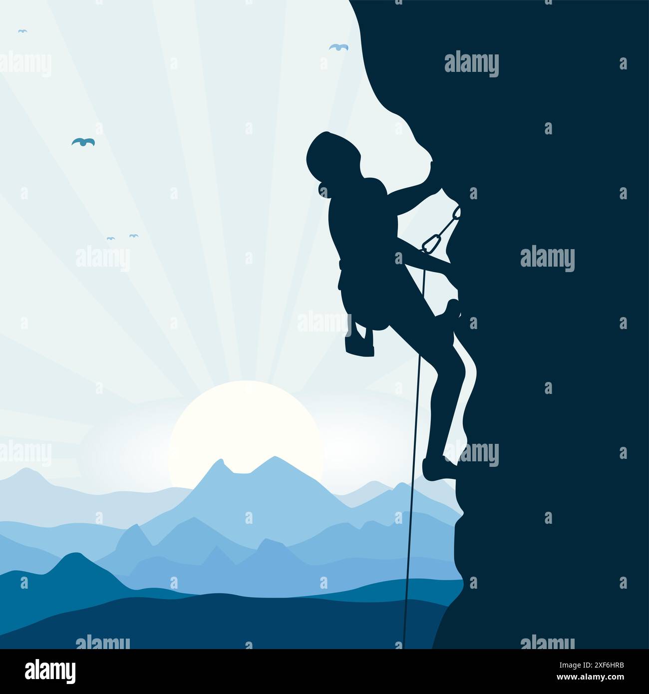 Mountain Climber Silhouette – Stock Illustration als EPS 10-Datei Stock Vektor