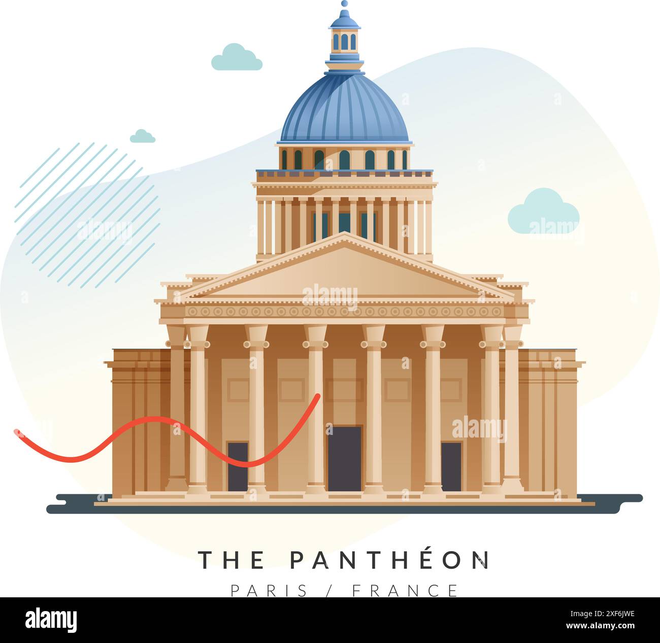 Das Pantheon - Denkmal in Paris, Frankreich - Stock Illustration als EPS 10 Datei Stock Vektor