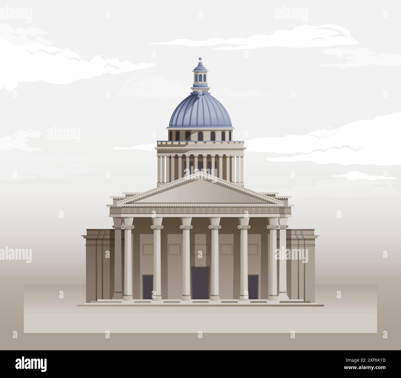 Das Pantheon - Denkmal in Paris, Frankreich - Stock Illustration als EPS 10 Datei Stock Vektor