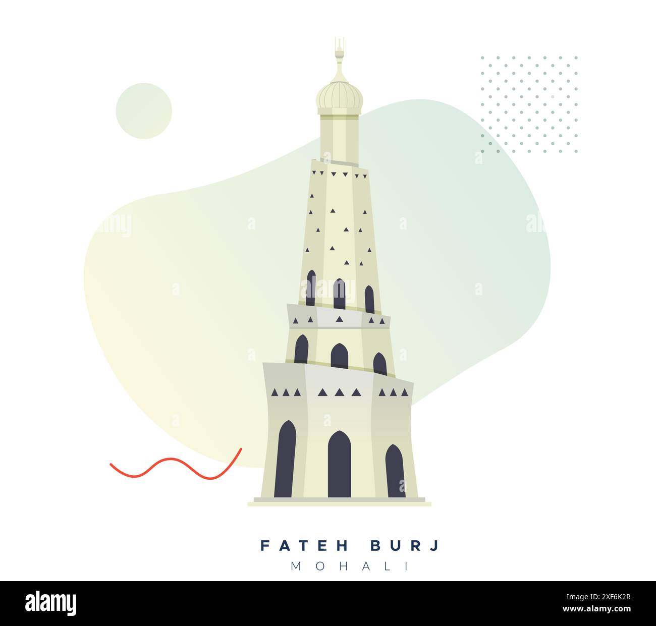 Fateh Burj - Banda Singh Bahadur war Memorial - Mohali - Stock Illustration als EPS 10 Datei Stock Vektor