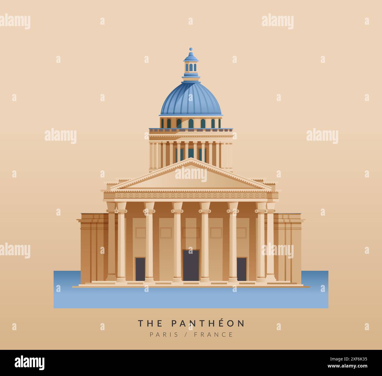 Das Pantheon - Denkmal in Paris, Frankreich - Stock Illustration als EPS 10 Datei Stock Vektor