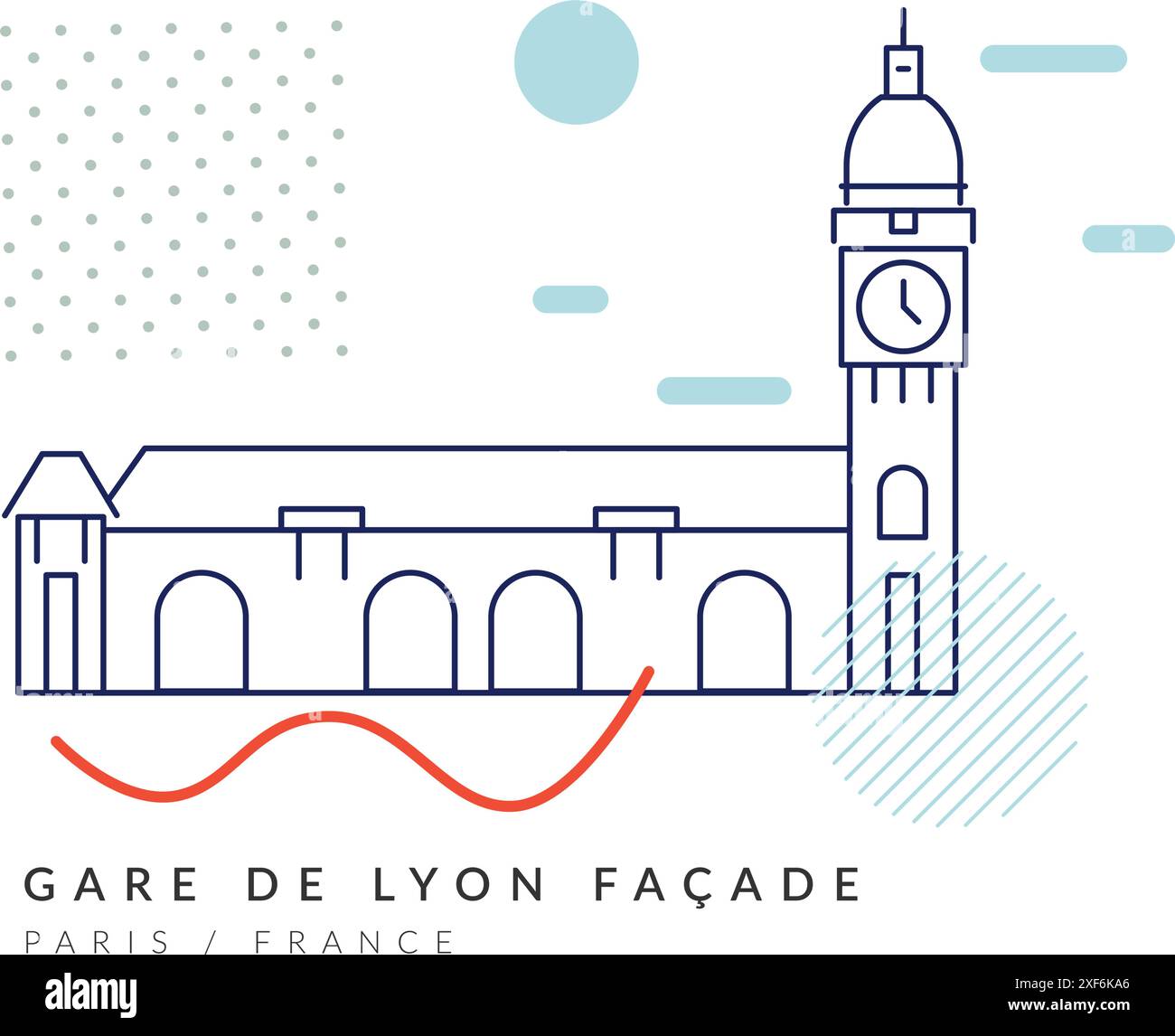 Gare de Lyon - FASSADE - Paris, Frankreich - Stock Illustration als EPS 10 Datei Stock Vektor