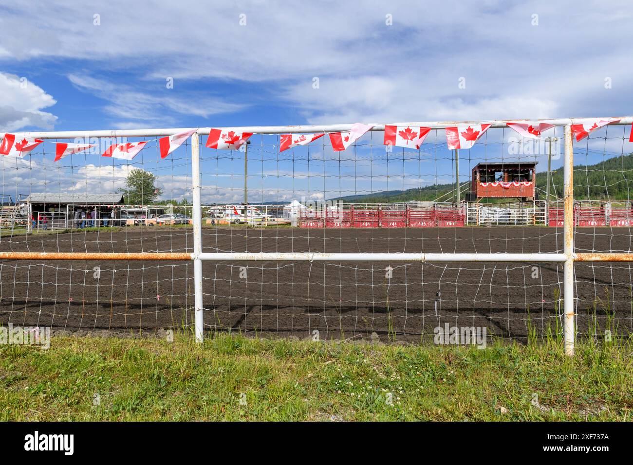 Rodeo Grounds auf dem Gelände des Mini Thni Indian Rodeo Chiniki Rodeo Grounds in Stoney Nation Morley, Alberta, Kanada Stockfoto
