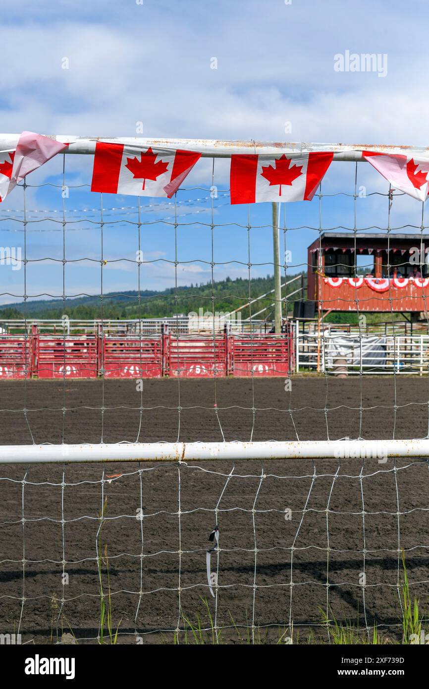 Rodeo Grounds auf dem Gelände des Mini Thni Indian Rodeo Chiniki Rodeo Grounds in Stoney Nation Morley, Alberta, Kanada Stockfoto