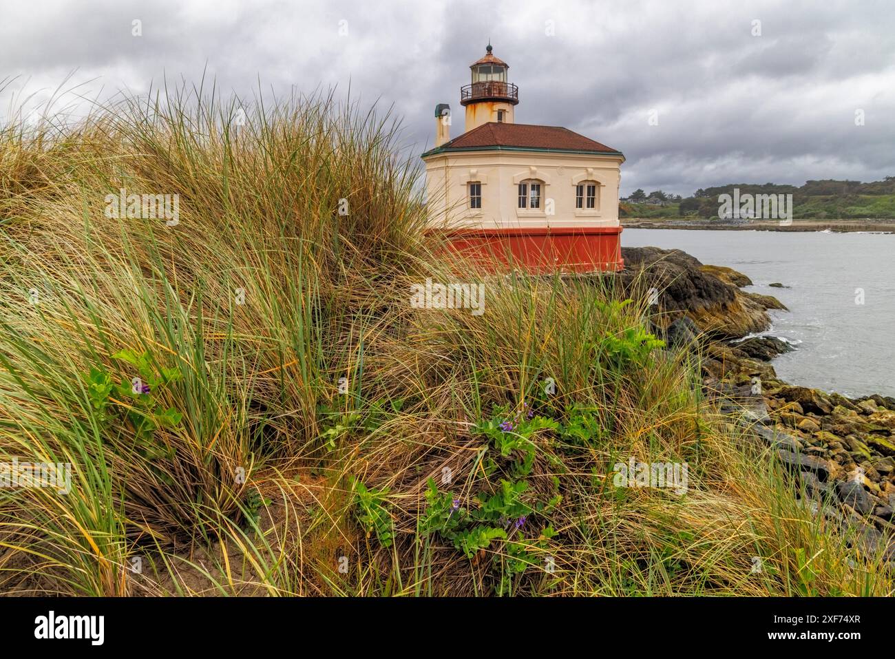 Coquille River Lighthouse in Bandon, Oregon, USA. Stockfoto