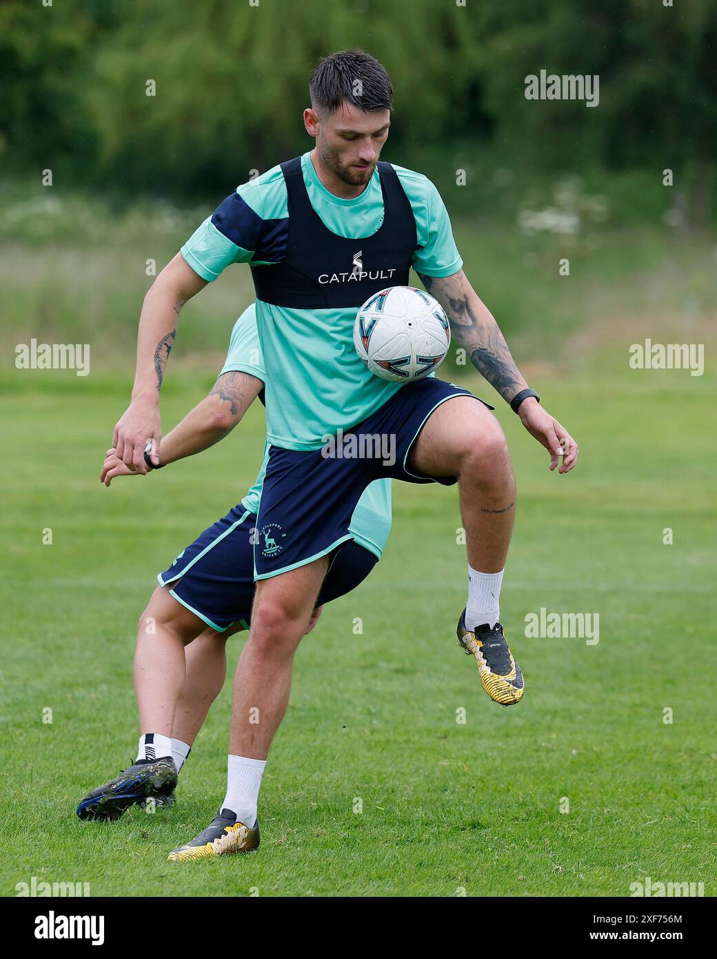 Maiden Castle, Durham City am Montag, 1. Juli 2024. Luke Charman von Hartlepool United während des Hartlepool United Pre Season Trainings in Maiden Castle, Durham City am Montag, den 1. Juli 2024. (Foto: Mark Fletcher | MI News) Credit: MI News & Sport /Alamy Live News Stockfoto