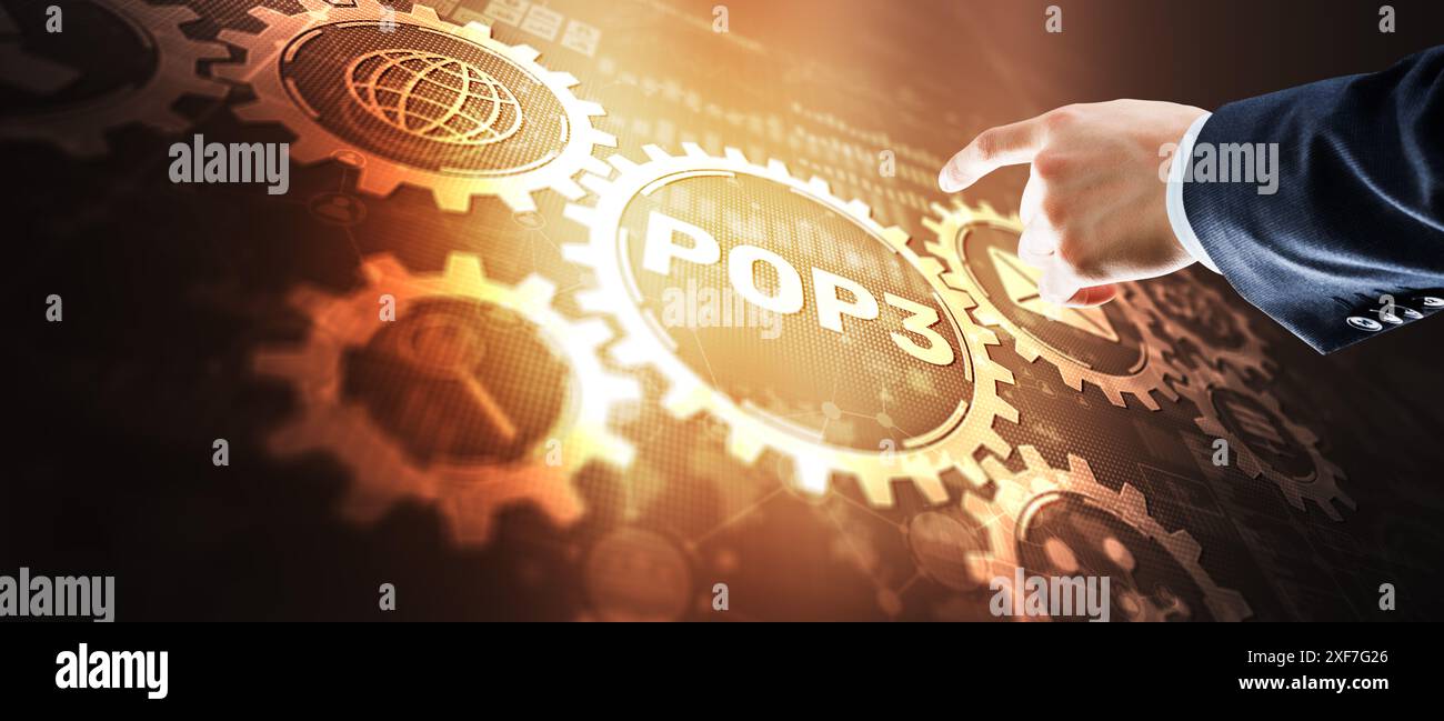 Pop3. Internet Postal Protocol. Universeller Hintergrund. Stockfoto