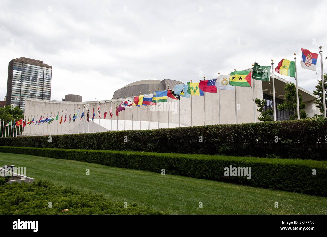 Allgemeine Ansicht des Komplexes der Vereinten Nationen in New York City. Stockfoto