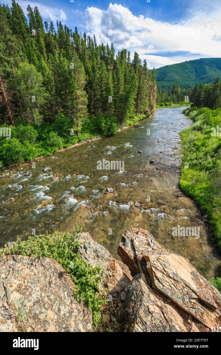 blackfoot River oberhalb der Flussmündung in der Nähe von ovando, montana Stockfoto