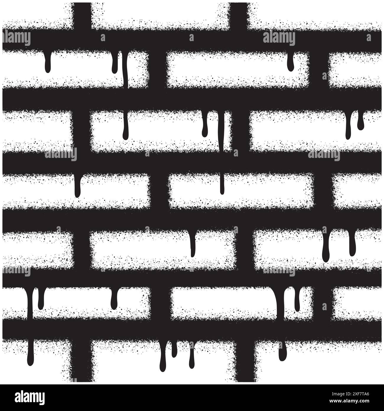 Spray lackierte Graffiti-Ziegelwand isoliert mit weißem Hintergrund. Stock Vektor