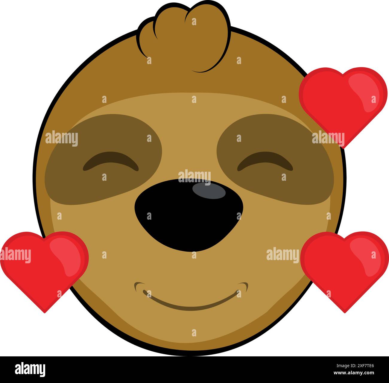 Vektor-Illustration Gesicht Bär Faultier-Zeichentrick, mit einem Freude und Liebe Ausdruck, umgeben von Herzen Stock Vektor