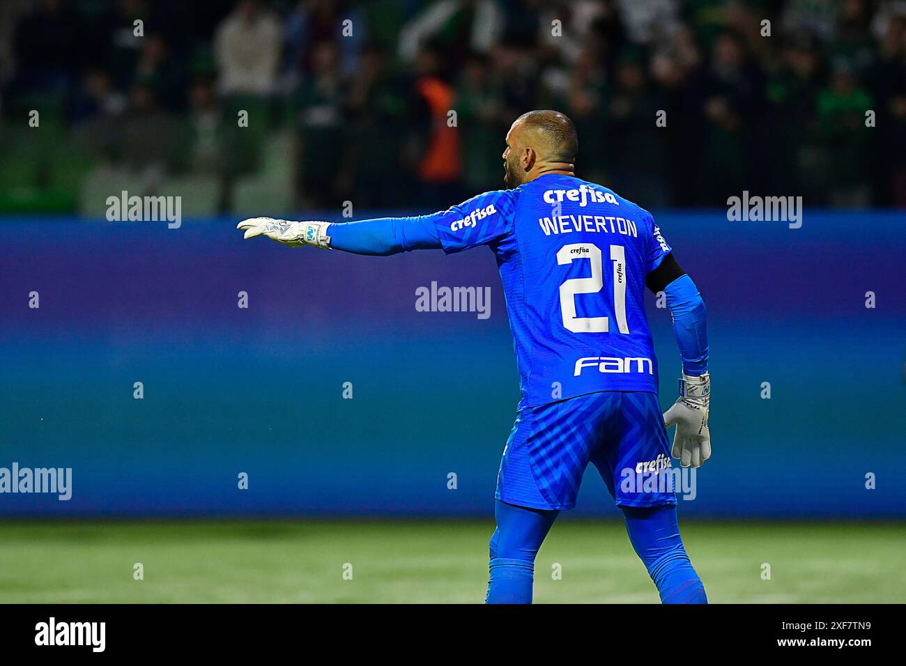 São Paulo (SP), 07/2024 - Fußball/PALMEIRAS X CORINTHIANS - Weverton aus Palmeiras - Spiel zwischen PALMEIRAS X CORINTHIANS, gültig für die dreizehnte Runde der brasilianischen Meisterschaft, die in der Allianz Parque Arena in São Paulo am Abend dieses montag, 01. (Foto: Eduardo Carmim/Alamy Live News) Stockfoto