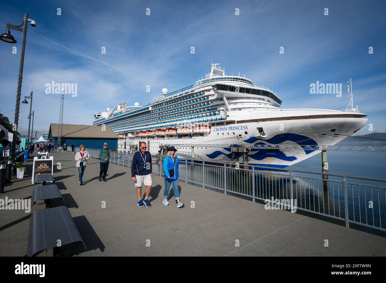 Das Kreuzfahrtschiff Crown Princess legte bei Prince Rupert an. Prinz Rupert BC, Kanada. Stockfoto