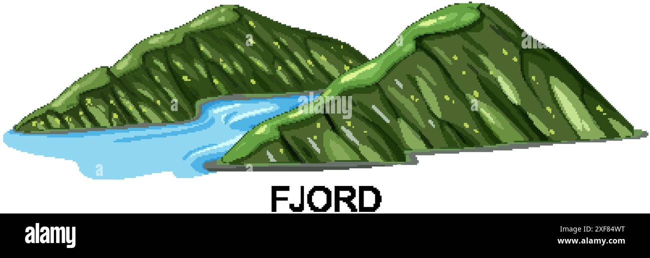 Vektor-Illustration eines schönen Fjords Stock Vektor