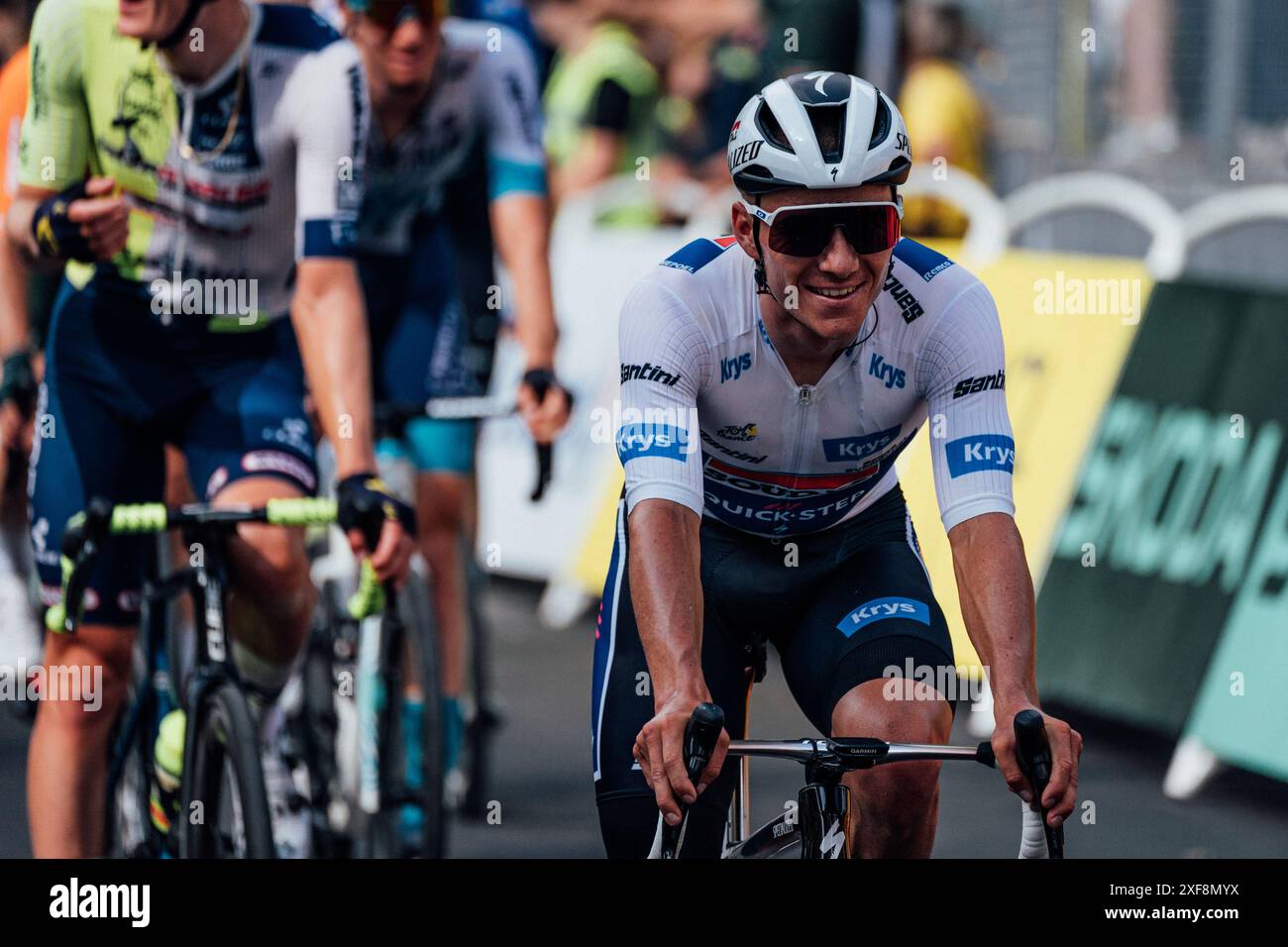Bild von Zac Williams/SWpix.com - 01/07/2024 - Radfahren - 2024 Tour de France - Stage 3 Piacenza nach Turin - Italien - Remco Evenepoel, Soudal Quickstep. Quelle: SWpix/Alamy Live News Stockfoto