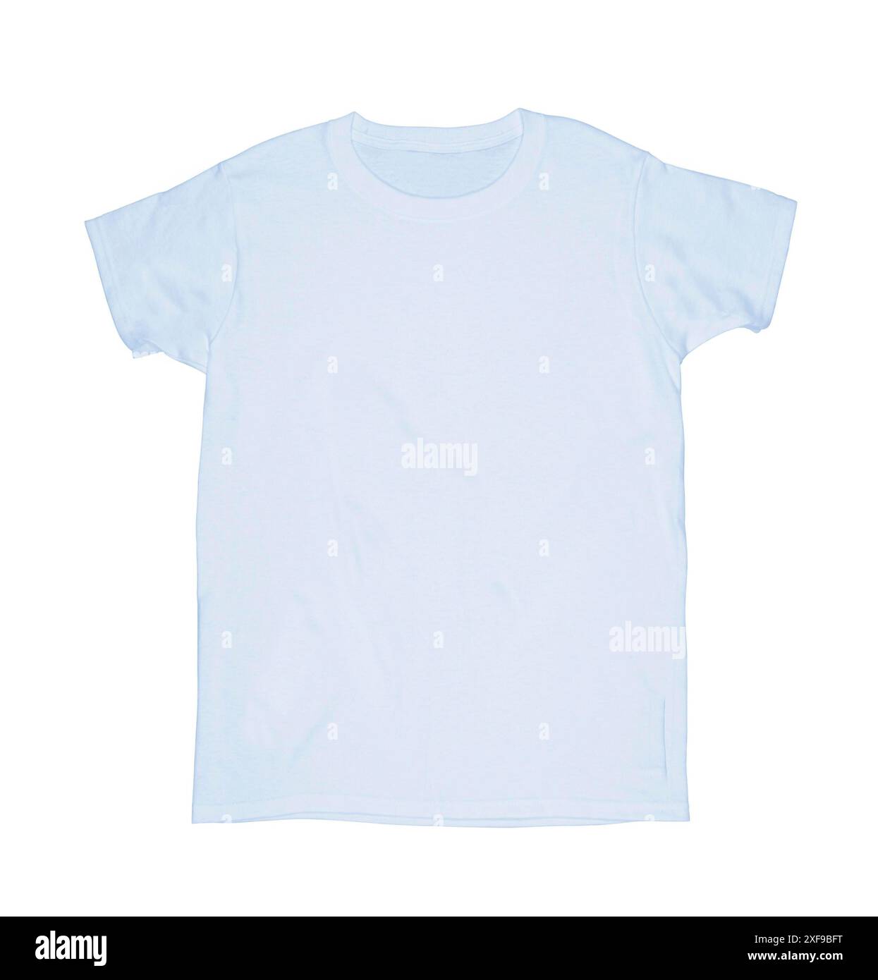 Ein einfarbiges weißes T-Shirt mit kurzen Ärmeln und Rundhalsausschnitt Stockfoto