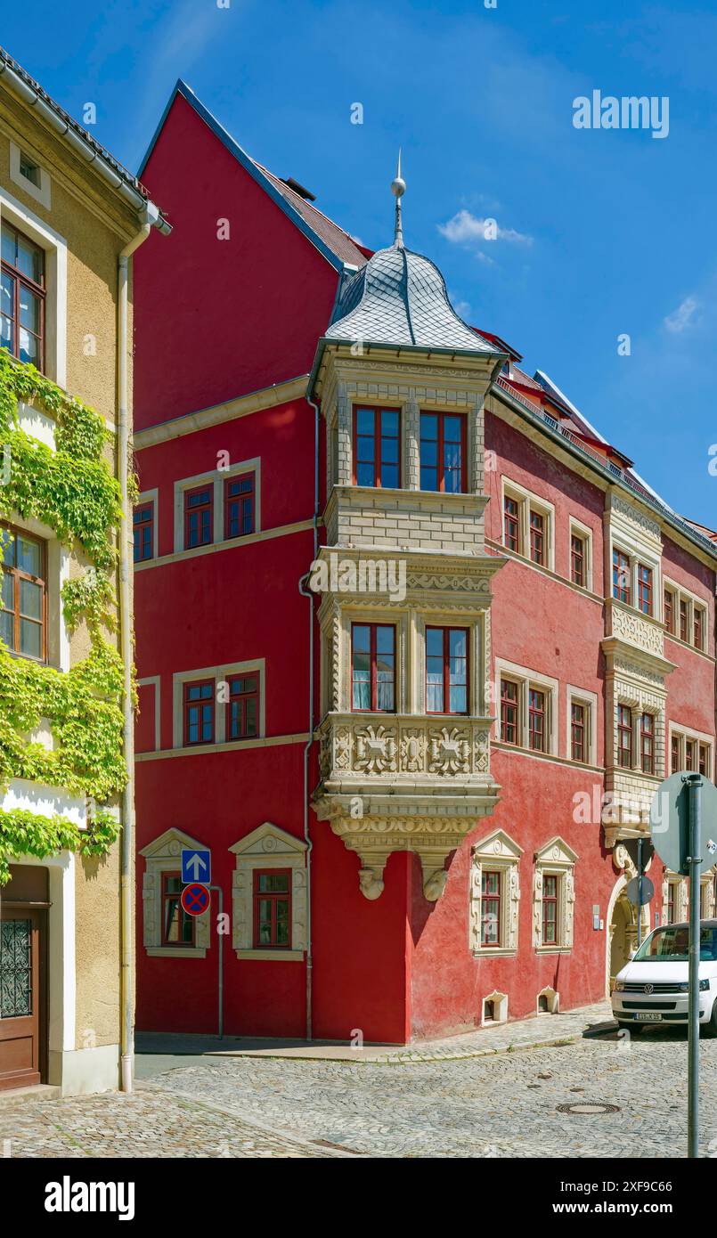 Stadthaus der Renaissance, Sitz der evangelischen Oberaufsicht seit 1729, Marktplatz, Eisenberg, Saale-Holzland, Thüringen, Deutschland Stockfoto