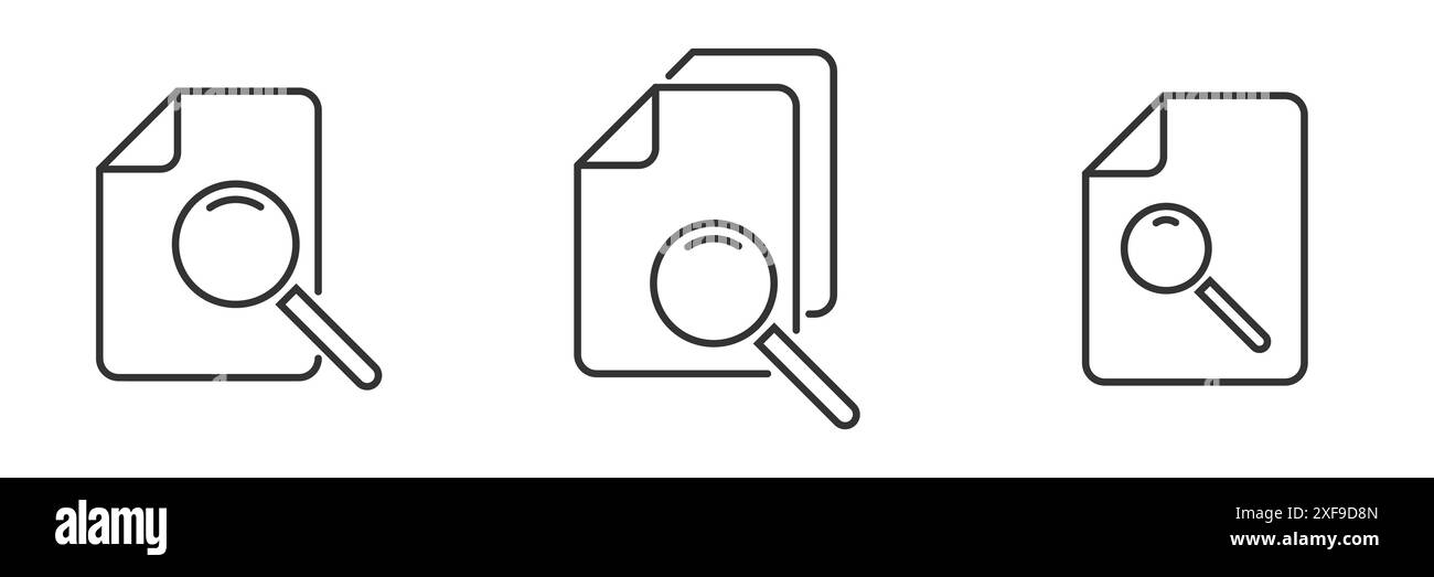 Symbol für die Risikokontrolle der Dokumenteneinhaltung. Audit-Symbol. Papier mit Lupe. Illustration des flachen Vektors. Stock Vektor