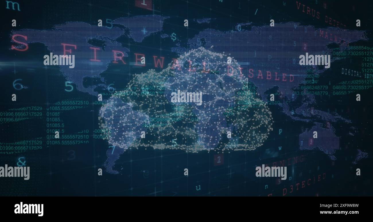 Bild eines bionischen Fingerabdrucksystems über blauer Landschaft mit diversen Daten Stockfoto