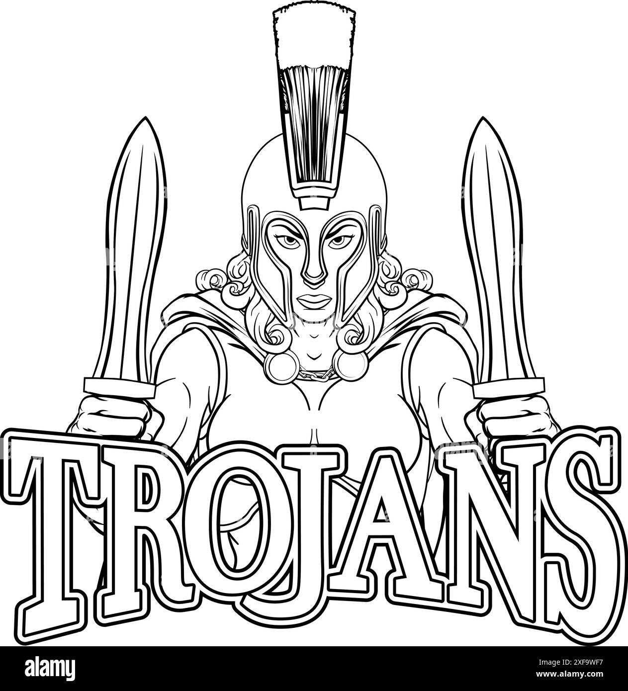 Spartan Trojan weiblichen Krieger Gladiator Frau Stock Vektor