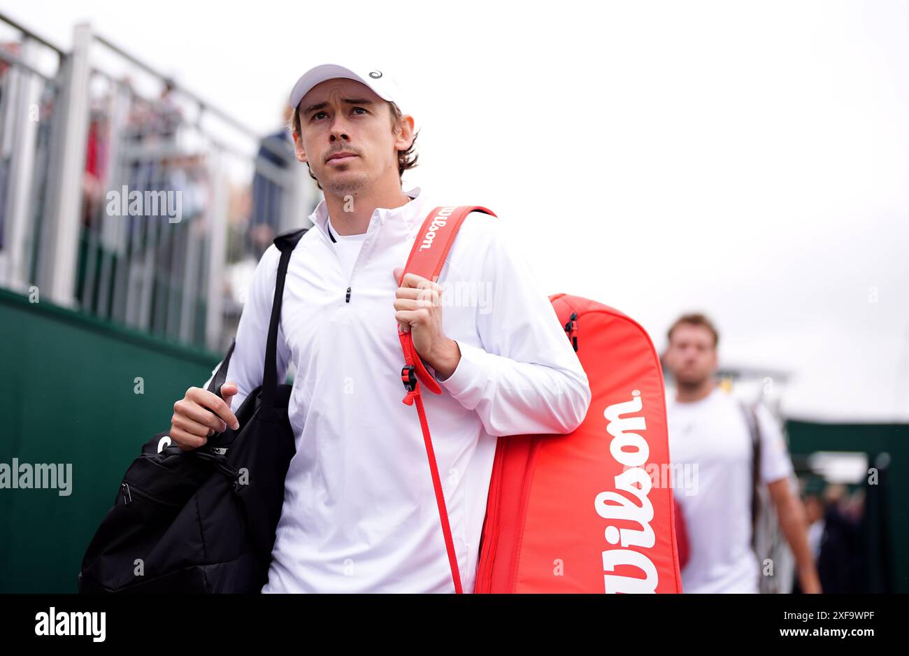 Alex de Minaur am zweiten Tag der Wimbledon Championships 2024 im All England Lawn Tennis and Croquet Club in London. Bilddatum: Dienstag, 2. Juli 2024. Stockfoto