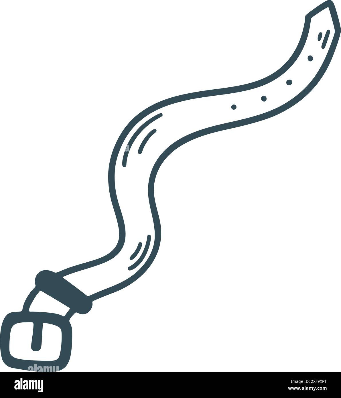 Herrengürtel mit Metallschnalle im Sketch-Stil. Ledergürtel, Garderobenartikel Clip Art. Handgezeichnetes Tintenzubehör für Hosen, Vektorgrafik Stock Vektor