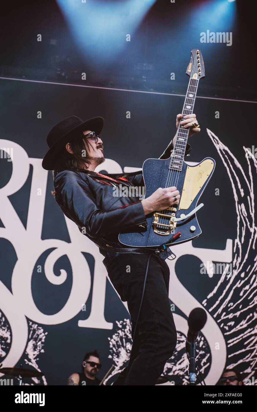 Die amerikanische Blues-Hard-Rock-Band Rival Sons trat 2024 beim dänischen Copenhell-Festival auf. Anrede: Andrea Pinna Stockfoto