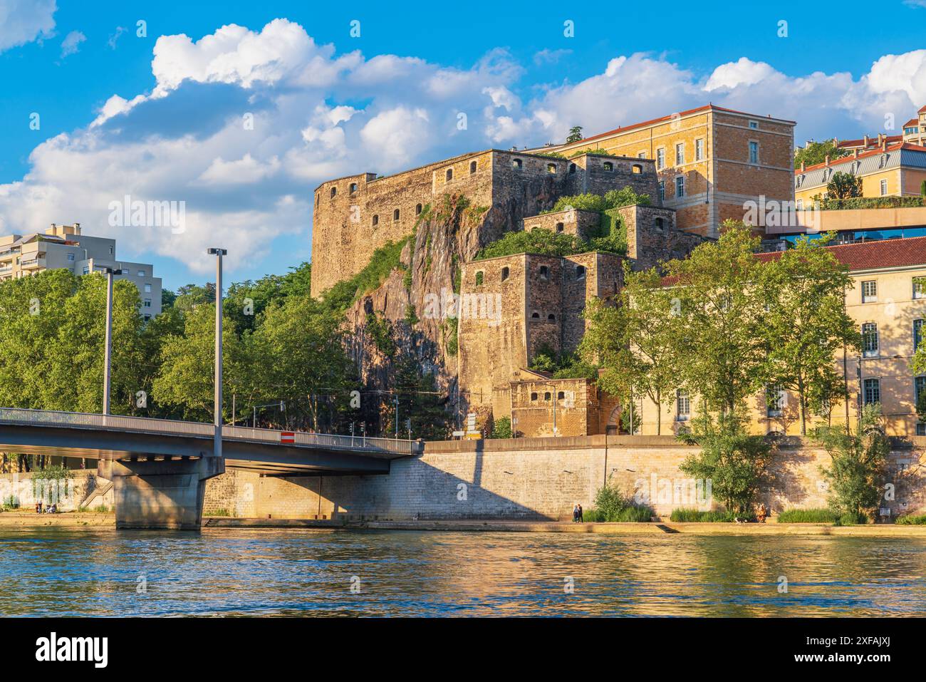 Blick auf den Fluss Saone in Lyon, Frankreich Stockfoto
