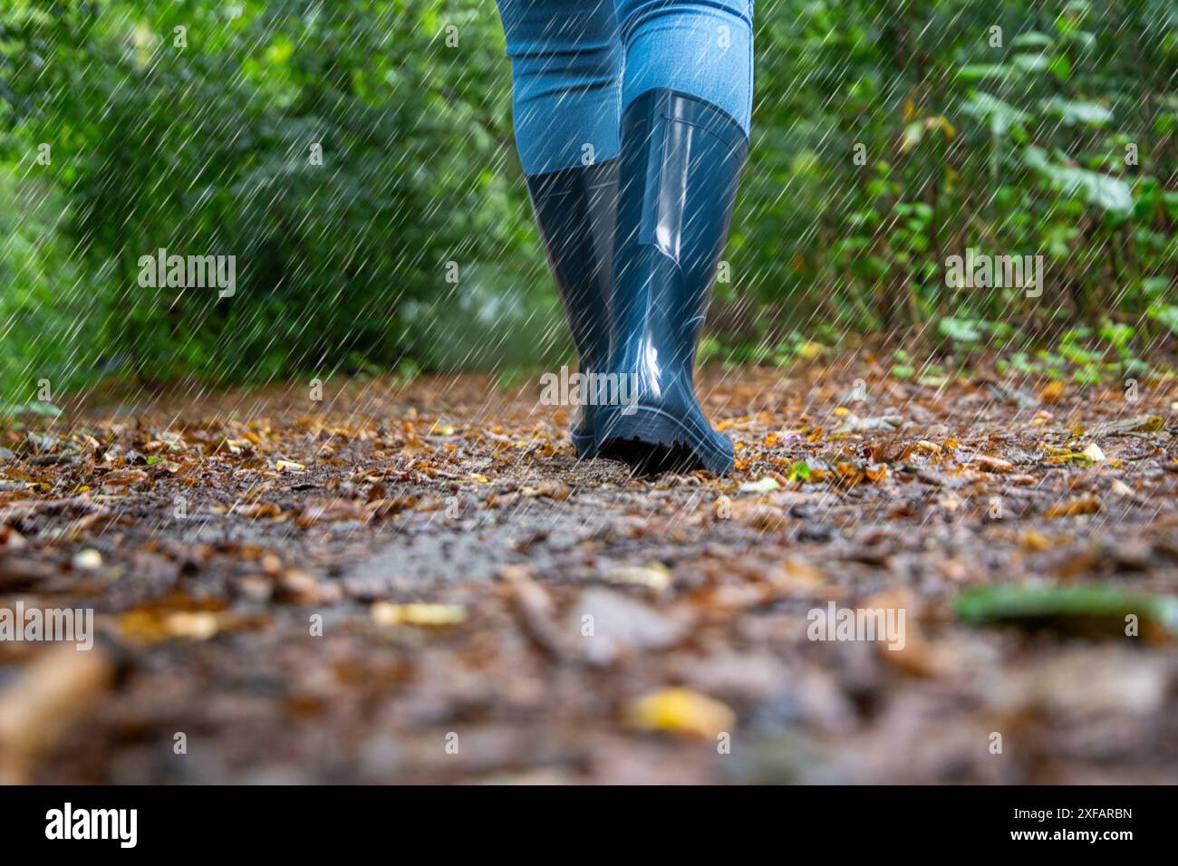 Frau bei einem Spaziergang im Regen Symbolbild, komponiert *** Frau auf